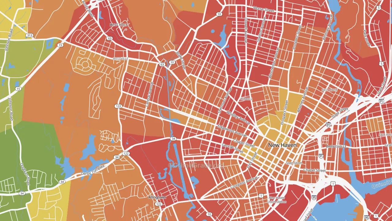 Edgewood, New Haven, CT Map of Murder Rates
