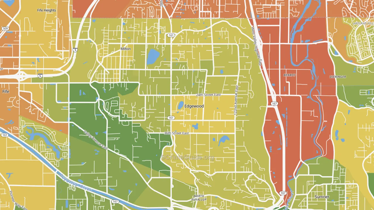 Edgewood, WA Map of Murder Rates