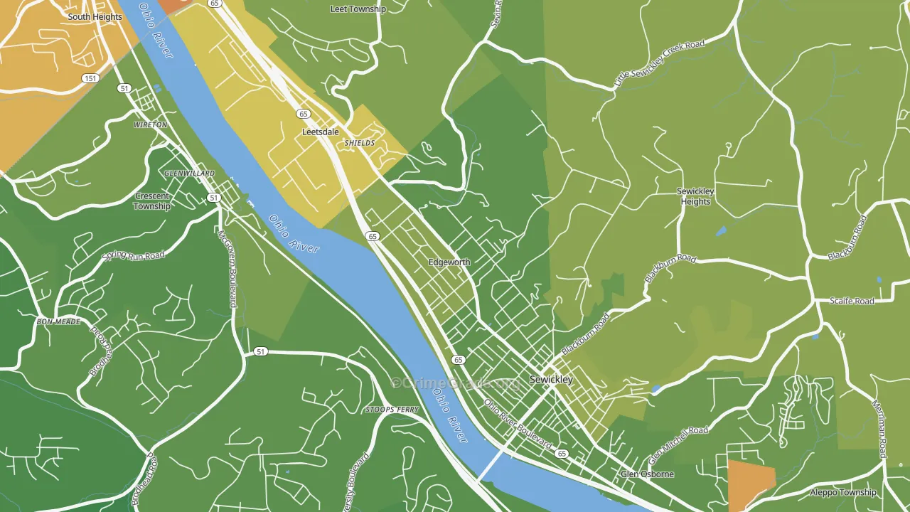 Edgeworth, PA Map of Murder Rates