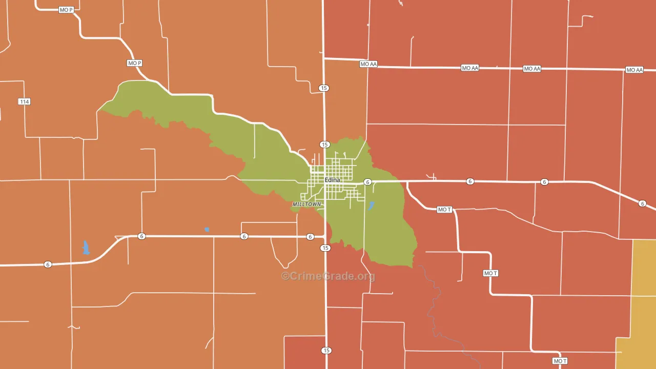 Edina, MO Map of Murder Rates