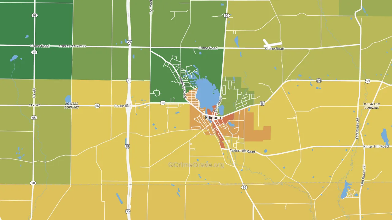Edinboro, PA Map of Murder Rates