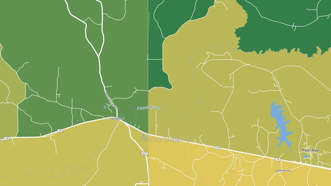 Edinburg, MS Map of Murder Rates