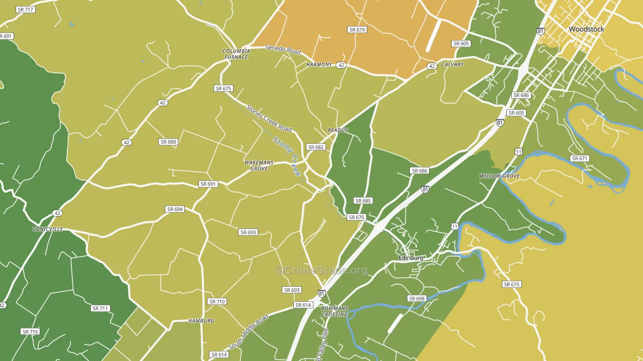 Edinburg, VA Map of Murder Rates