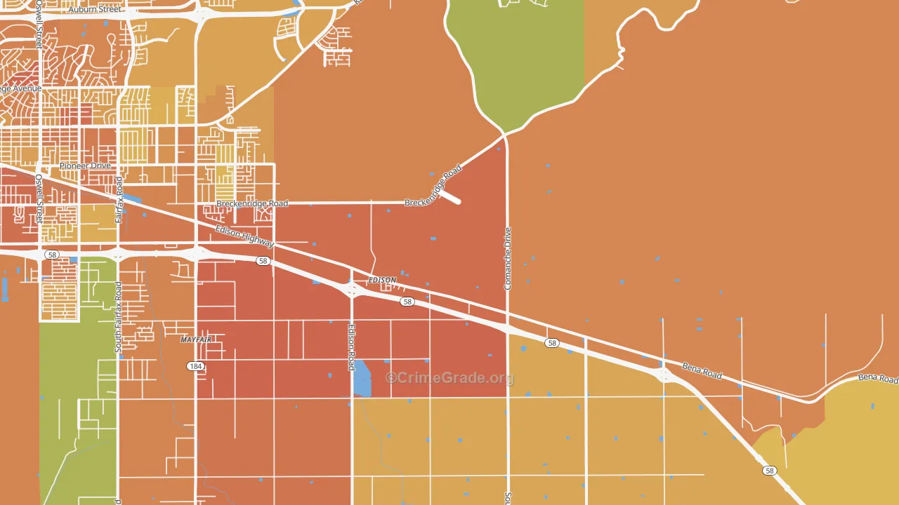 Edison, CA Map of Murder Rates