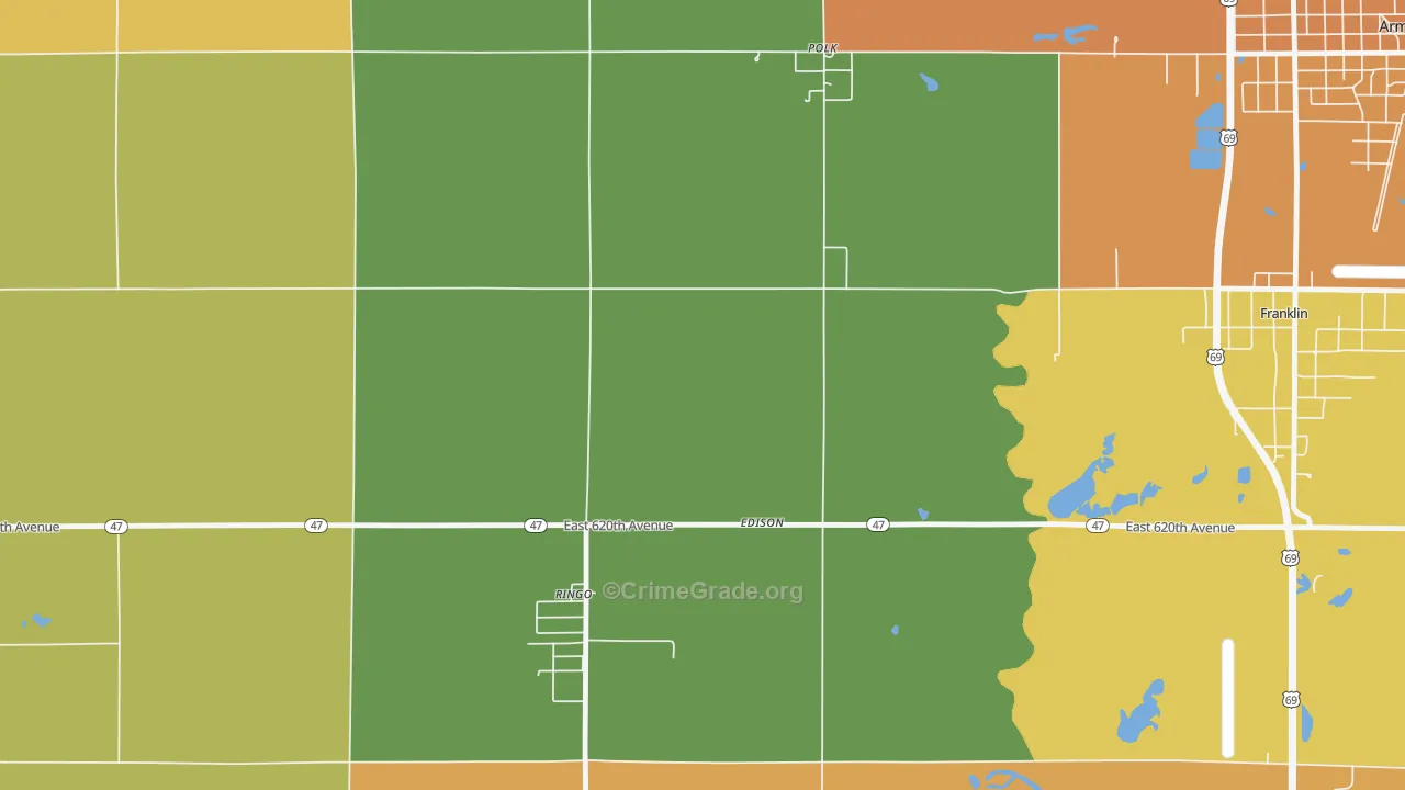 Edison, KS Map of Murder Rates