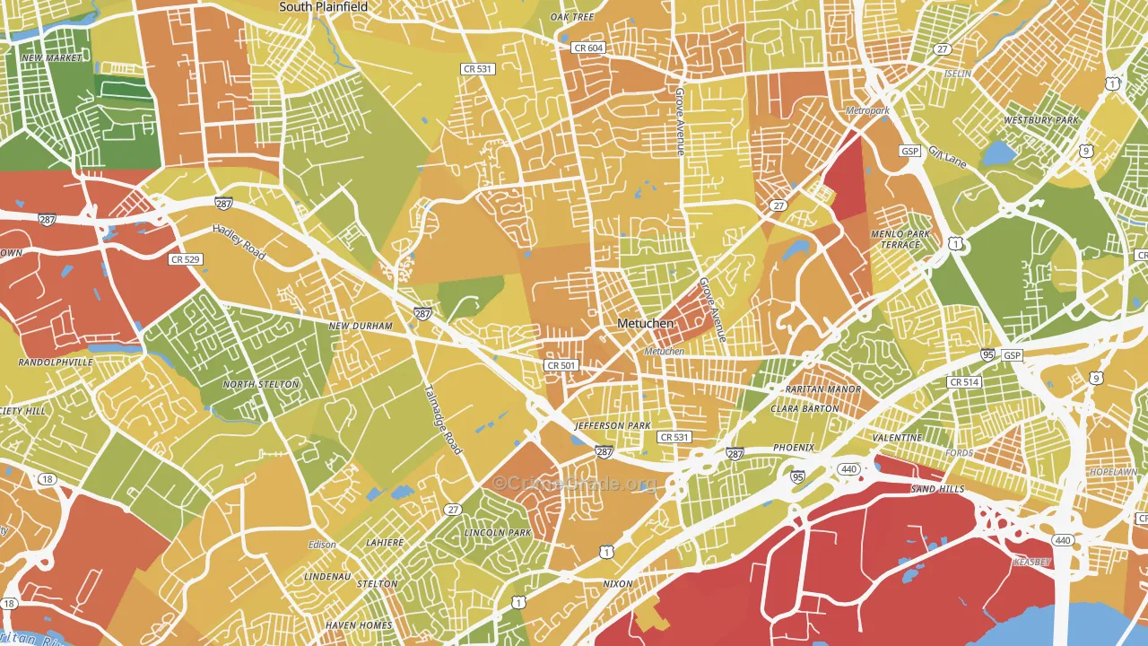Edison, NJ Map of Murder Rates