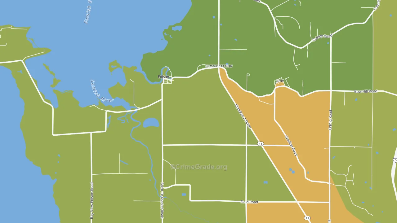 Edison, WA Map of Murder Rates