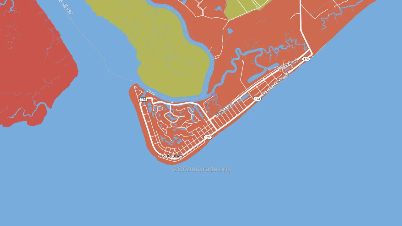Edisto Beach, SC Map of Murder Rates