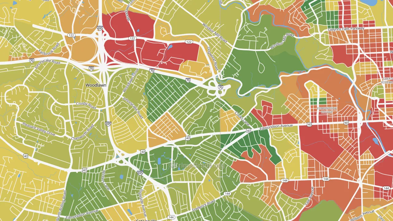 Edmondson Heights, Woodlawn, MD Map of Murder Rates