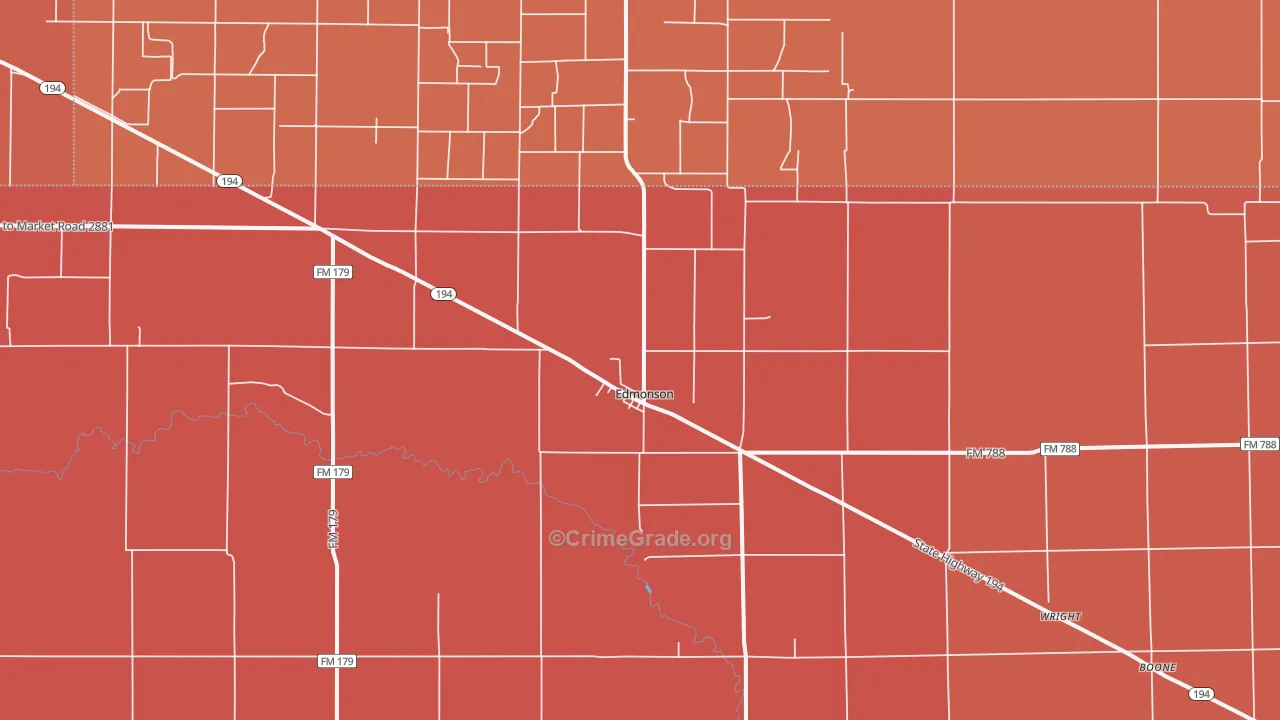 Edmonson, TX Map of Murder Rates