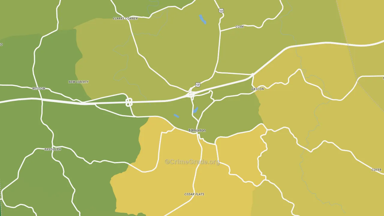 Edmonton, KY Map of Murder Rates