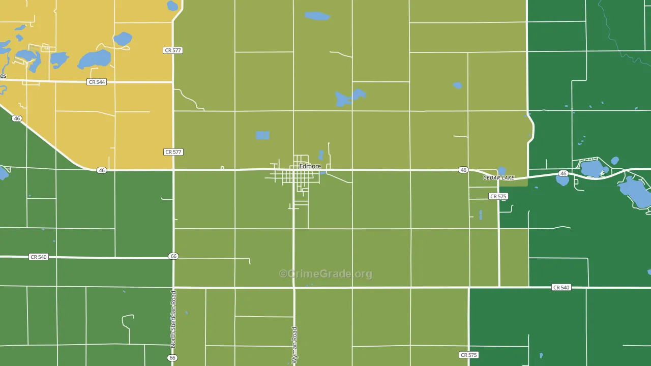 Edmore, MI Map of Murder Rates