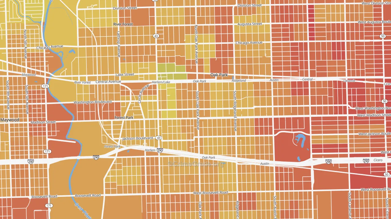 Edmund F Burton, Oak Park, IL Map of Murder Rates