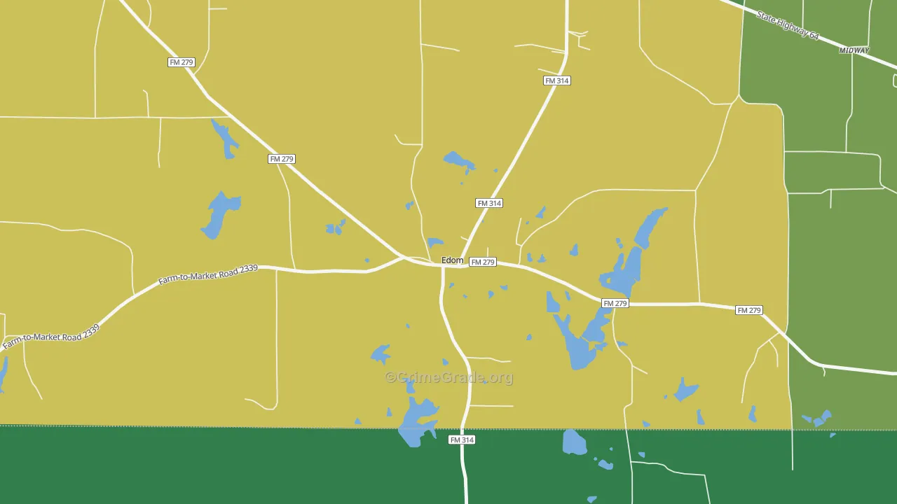 Edom, TX Map of Murder Rates