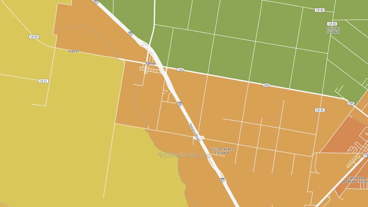 Edroy, TX Map of Murder Rates