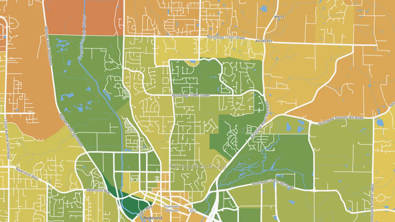 Education Hill, Redmond, WA Map of Murder Rates
