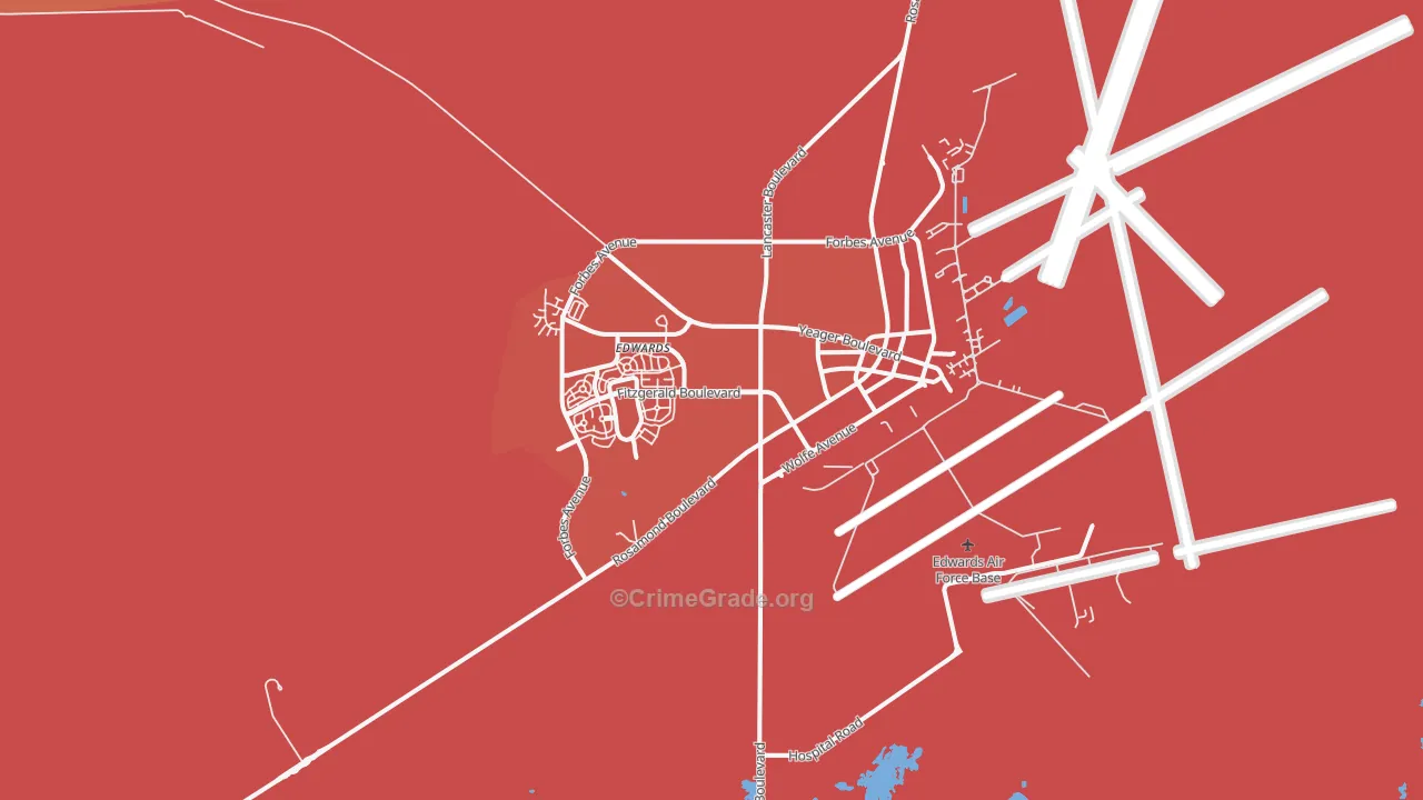 Edwards Air Force Base, CA Map of Murder Rates