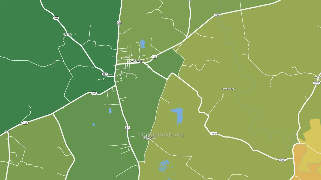 Edwards, KY Map of Murder Rates