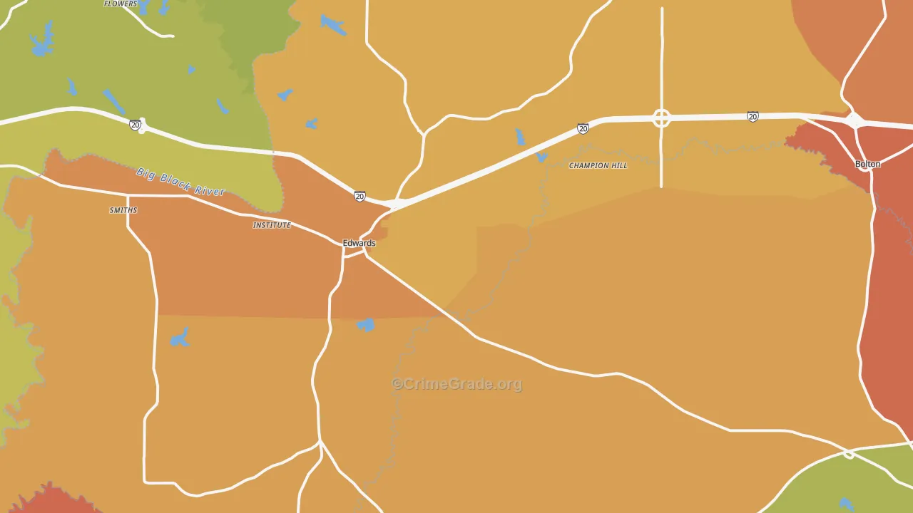 Edwards, MS Map of Murder Rates