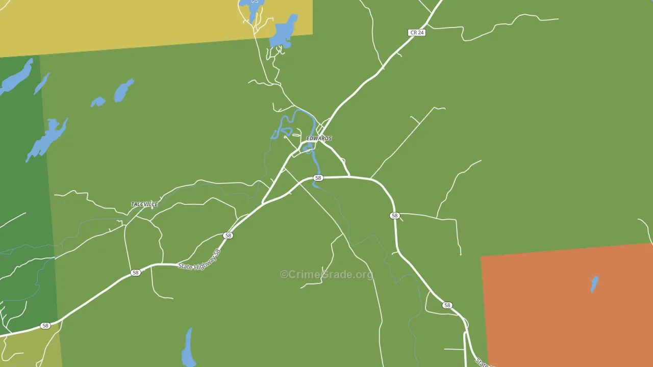 Edwards, NY Map of Murder Rates