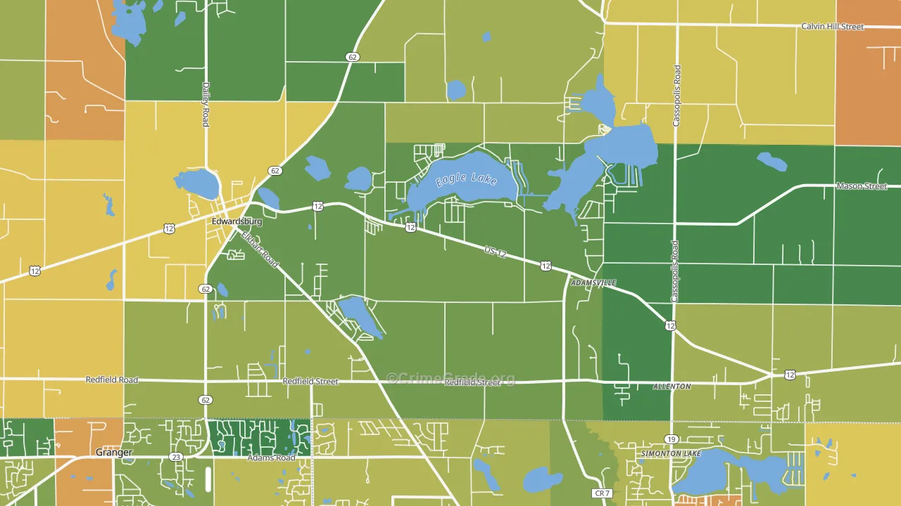 Edwardsburg, MI Map of Murder Rates