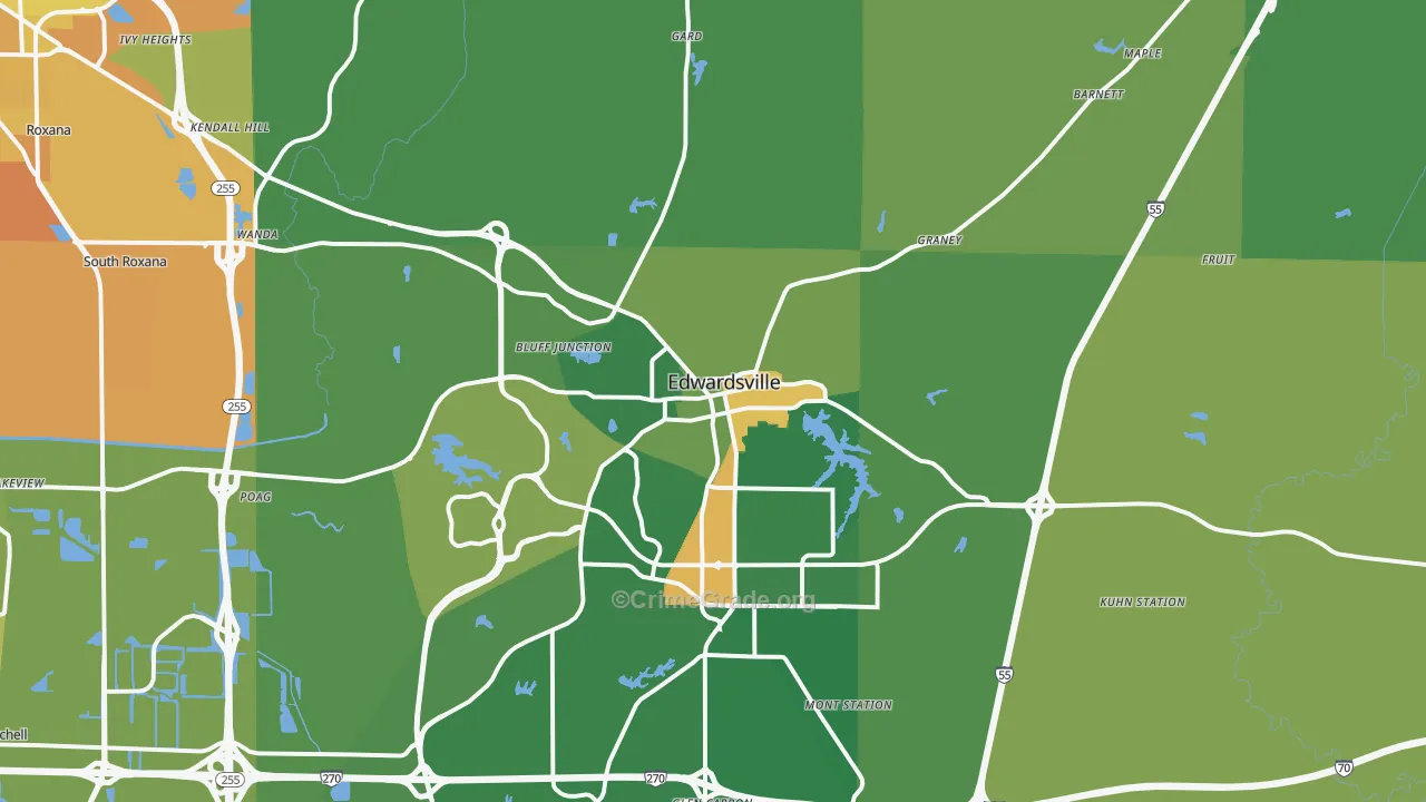 Edwardsville, IL Map of Murder Rates
