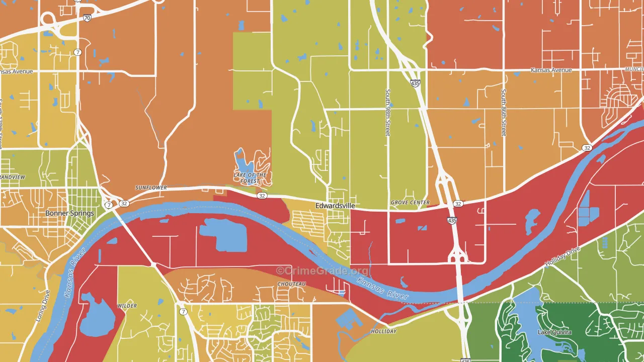 Edwardsville, KS Map of Murder Rates