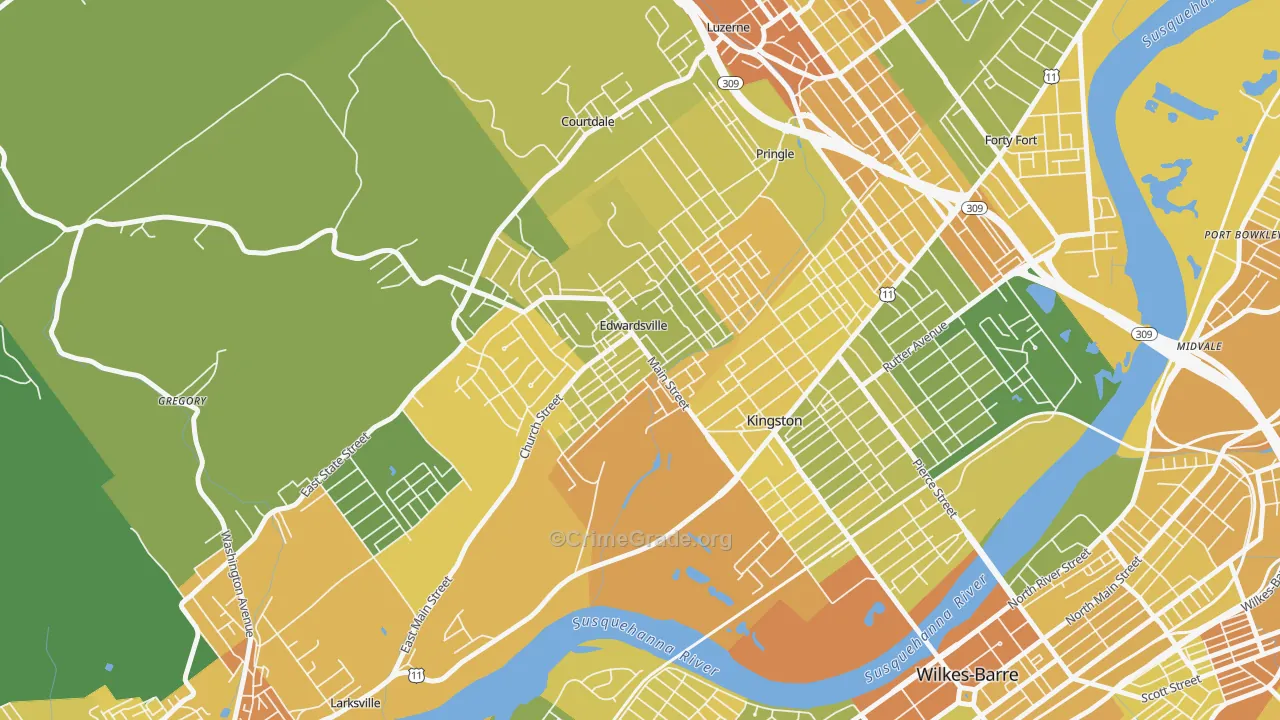 Edwardsville, PA Map of Murder Rates