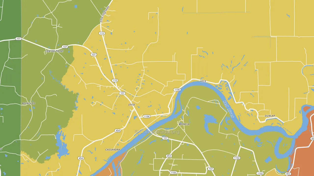 Effie, LA Map of Murder Rates