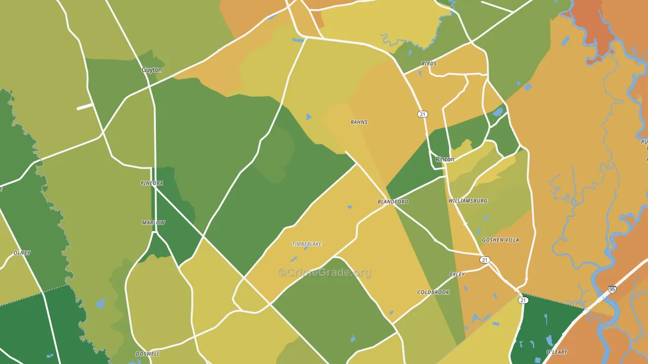 Effingham County, GA Map of Murder Rates