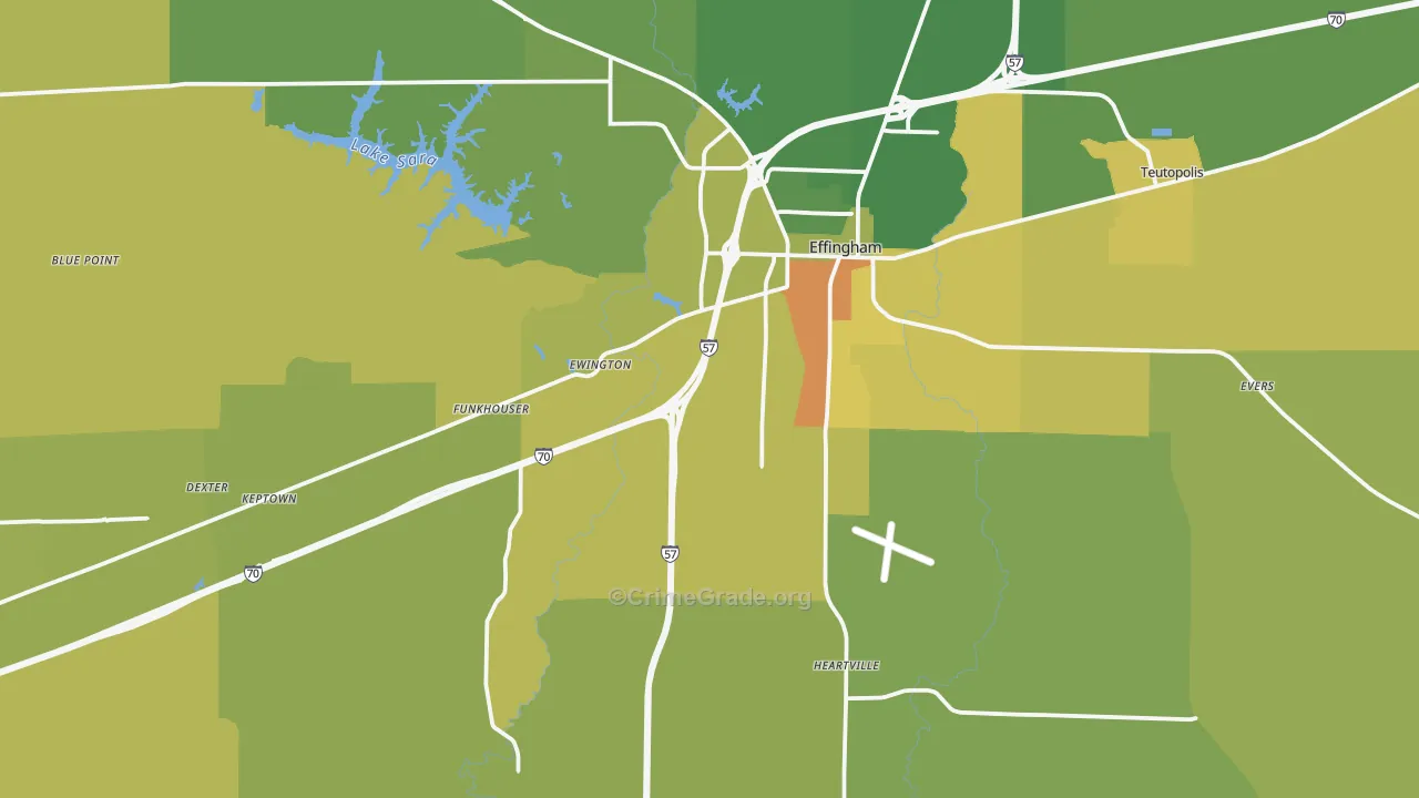 Effingham County, IL Map of Murder Rates