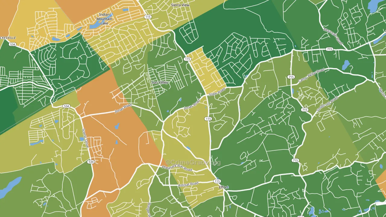 Effort, PA Map of Murder Rates