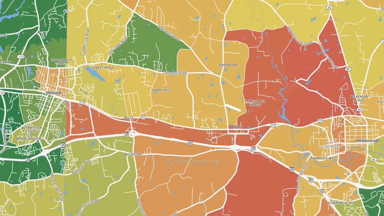 Efland, NC Map of Murder Rates