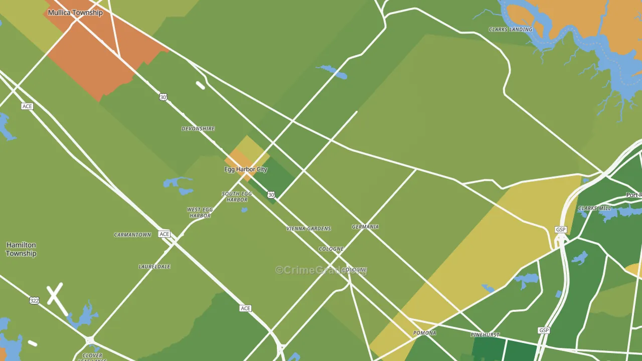 Egg Harbor City, NJ Map of Murder Rates