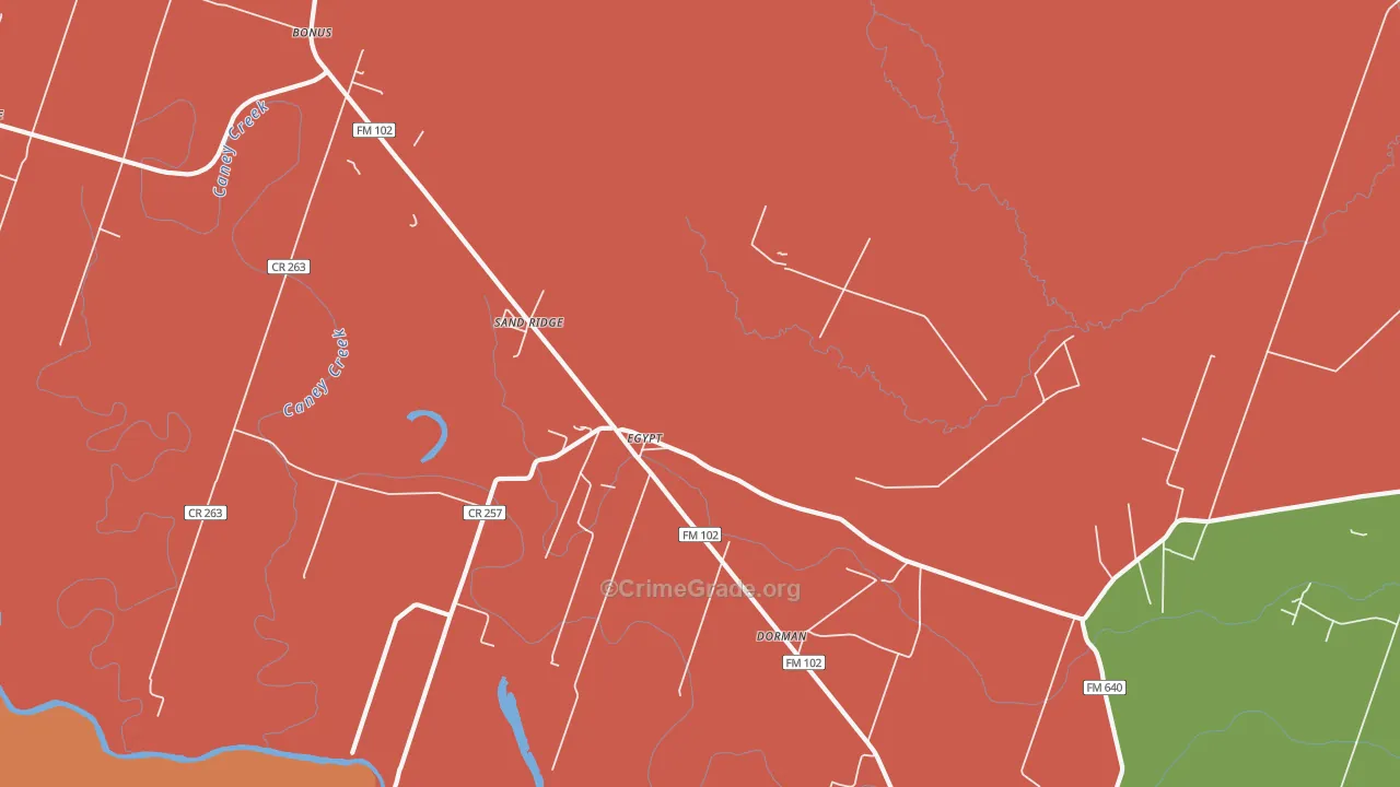 Egypt, TX Map of Murder Rates