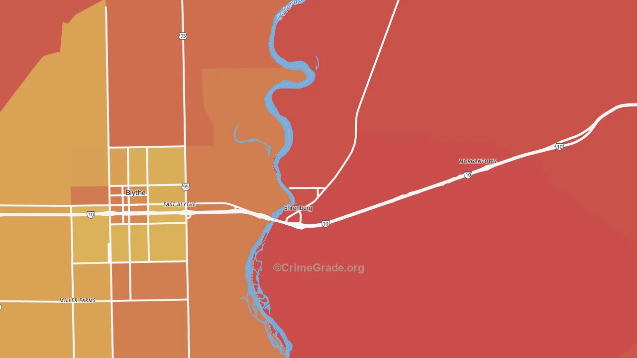 Ehrenberg, AZ Map of Murder Rates