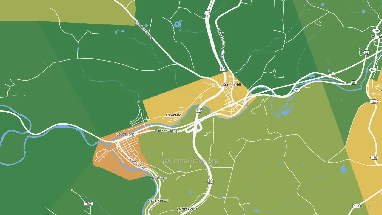 Ehrenfeld, PA Map of Murder Rates