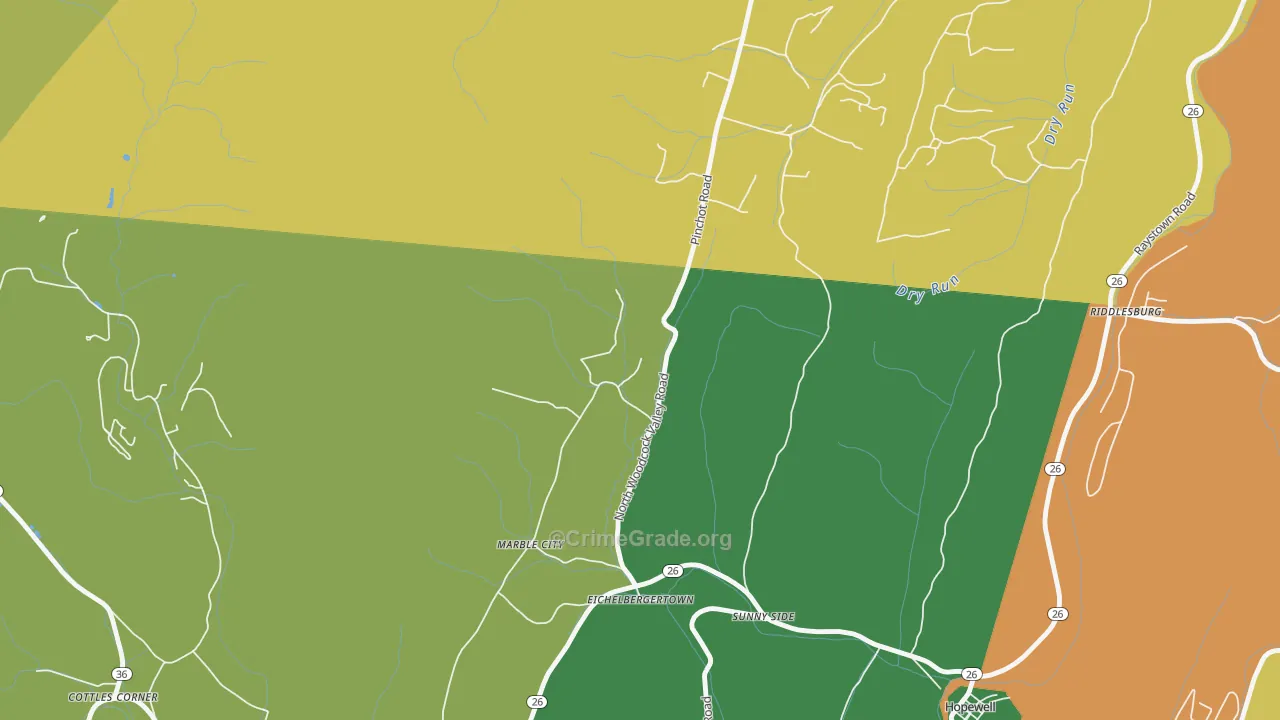 Eichelbergertown, PA Map of Murder Rates