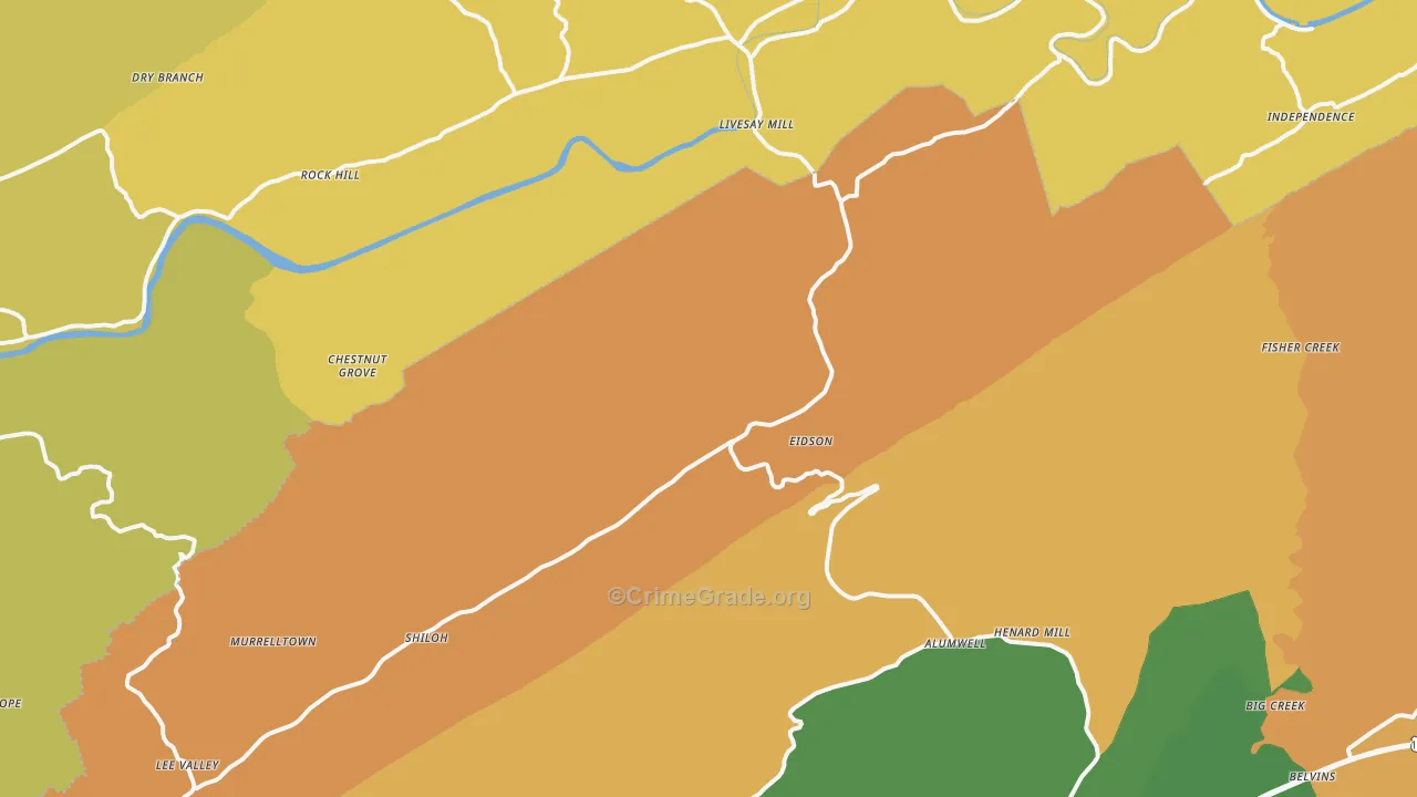 Eidson, TN Map of Murder Rates