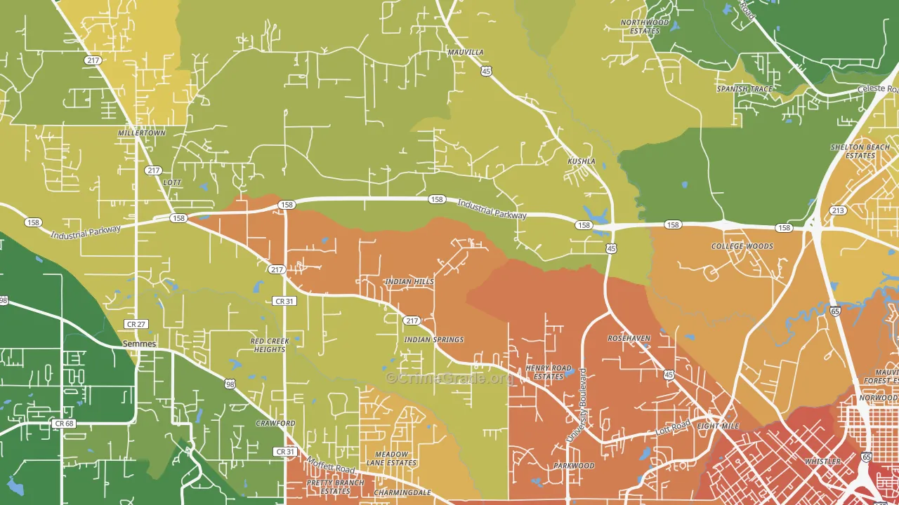 Eight Mile, AL Map of Murder Rates