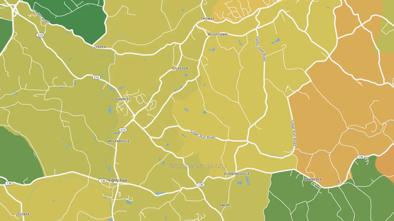 Eighty Four, PA Map of Murder Rates