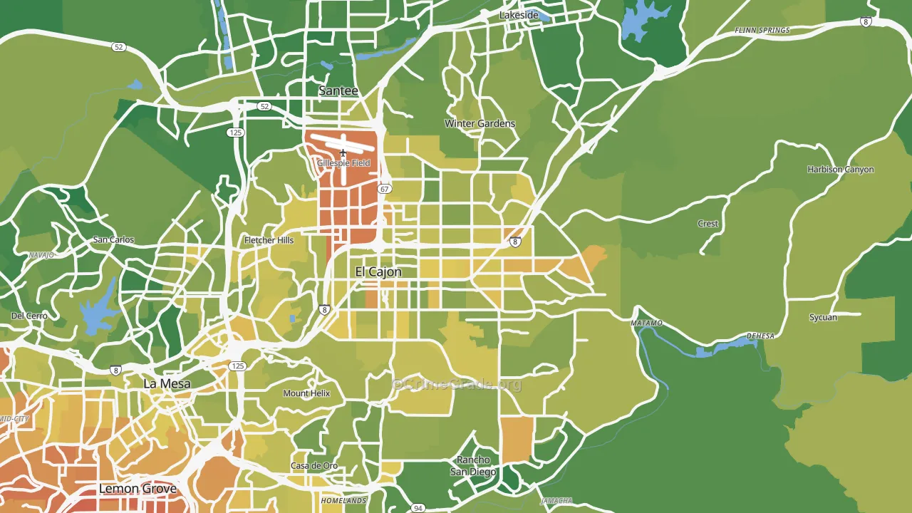 El Cajon, CA Map of Murder Rates