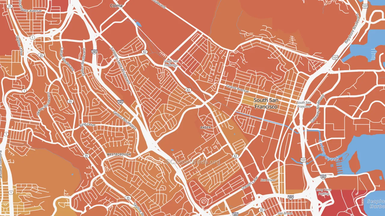 El Camino, South San Francisco, CA Map of Murder Rates