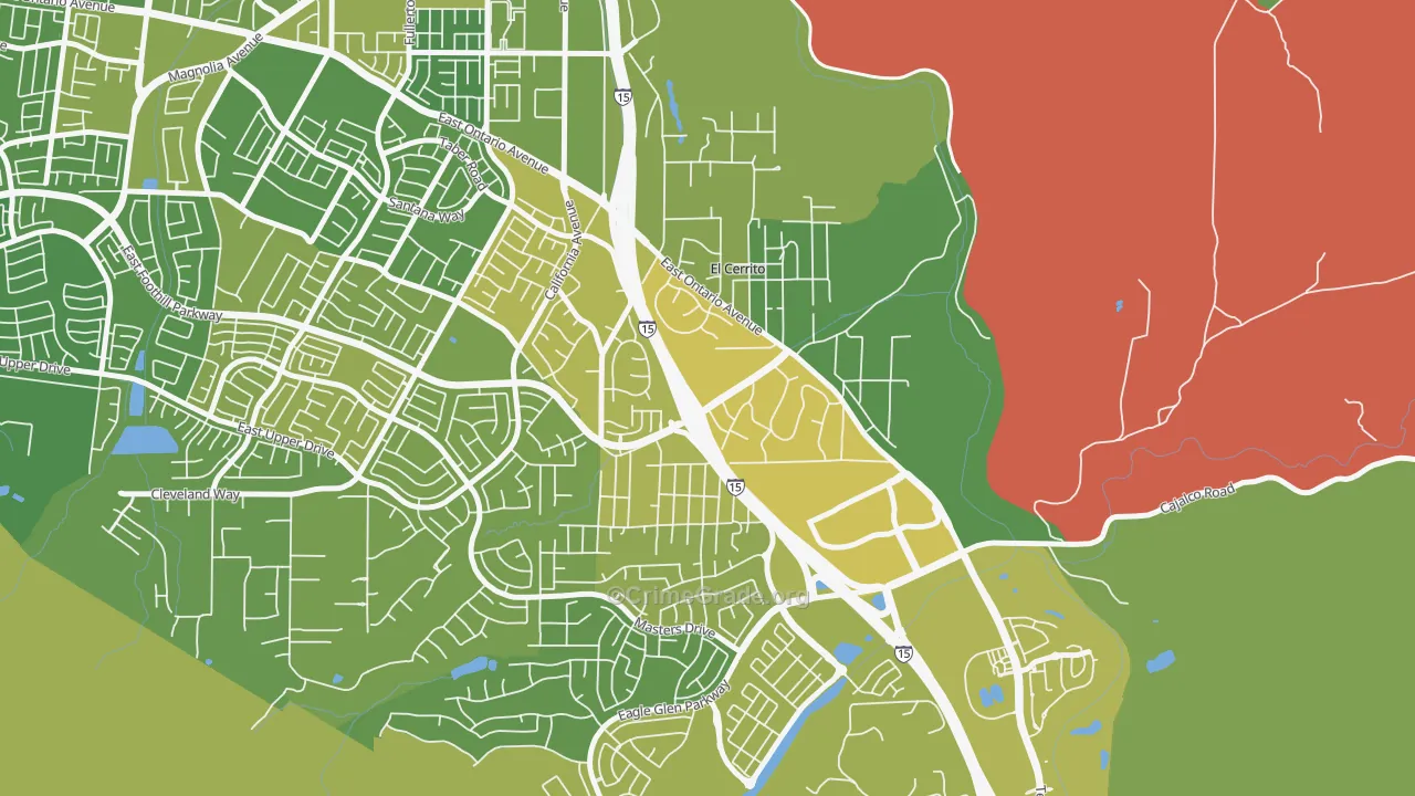 El Cerrito, Corona, CA Map of Murder Rates