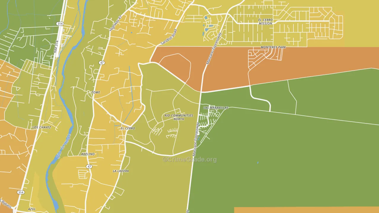 El Cerro, NM Map of Murder Rates