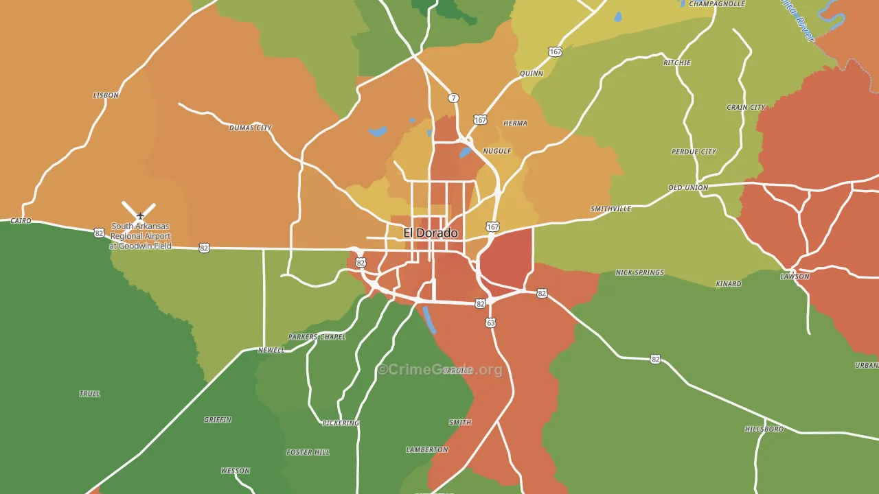 El Dorado, AR Map of Murder Rates
