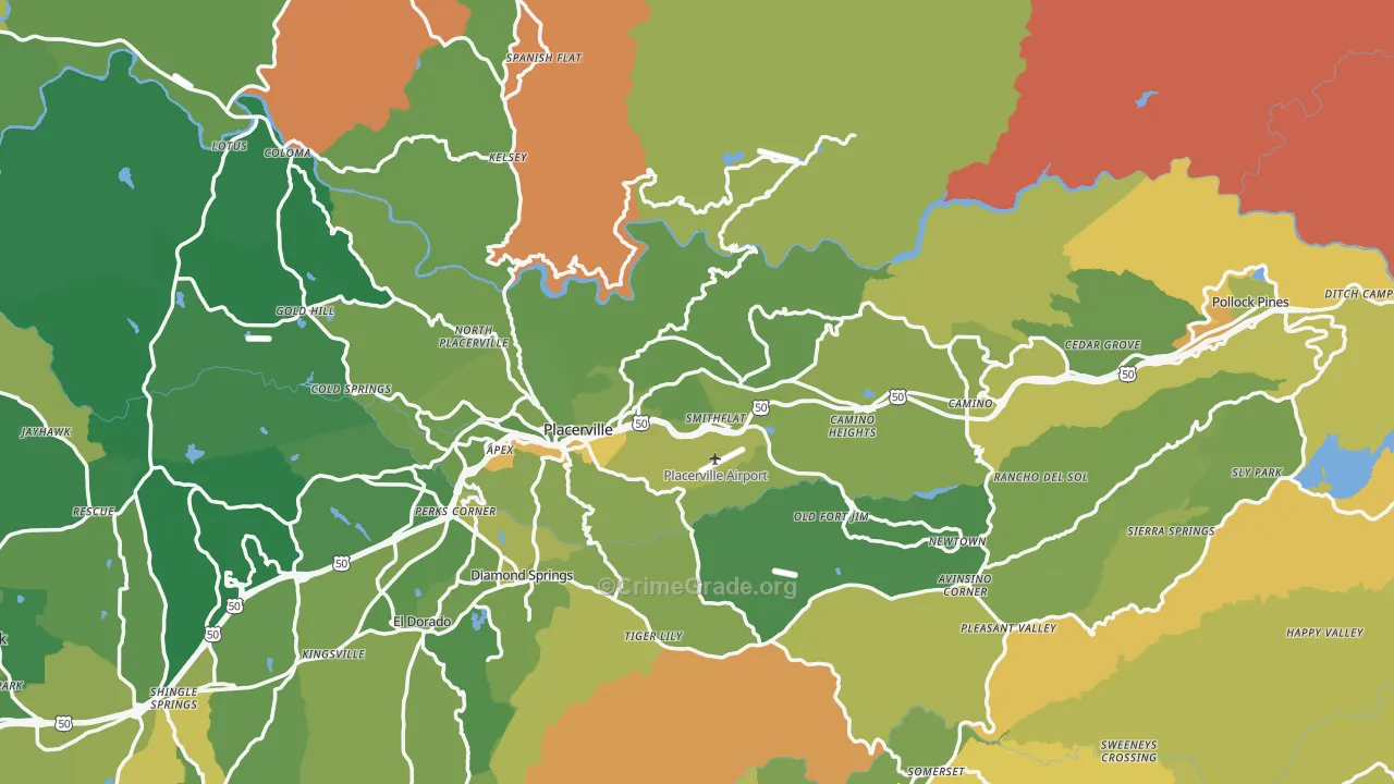 El Dorado County, CA Map of Murder Rates