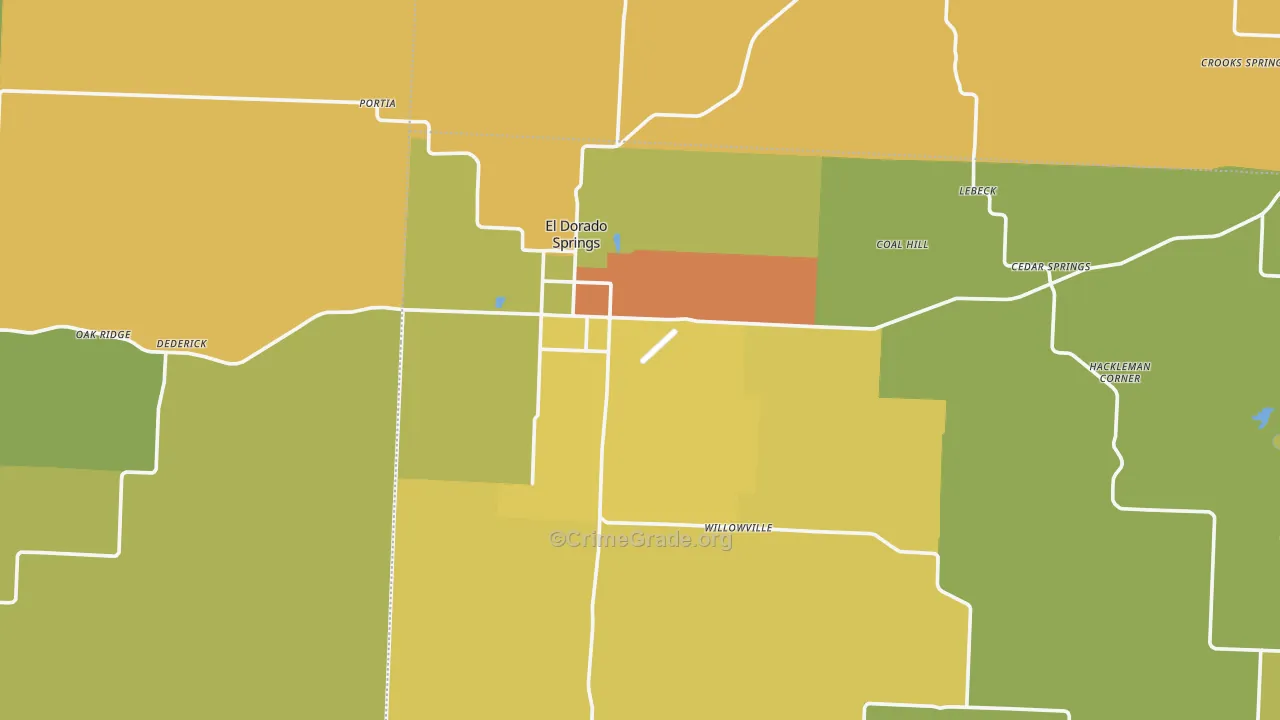 El Dorado Springs, MO Map of Murder Rates