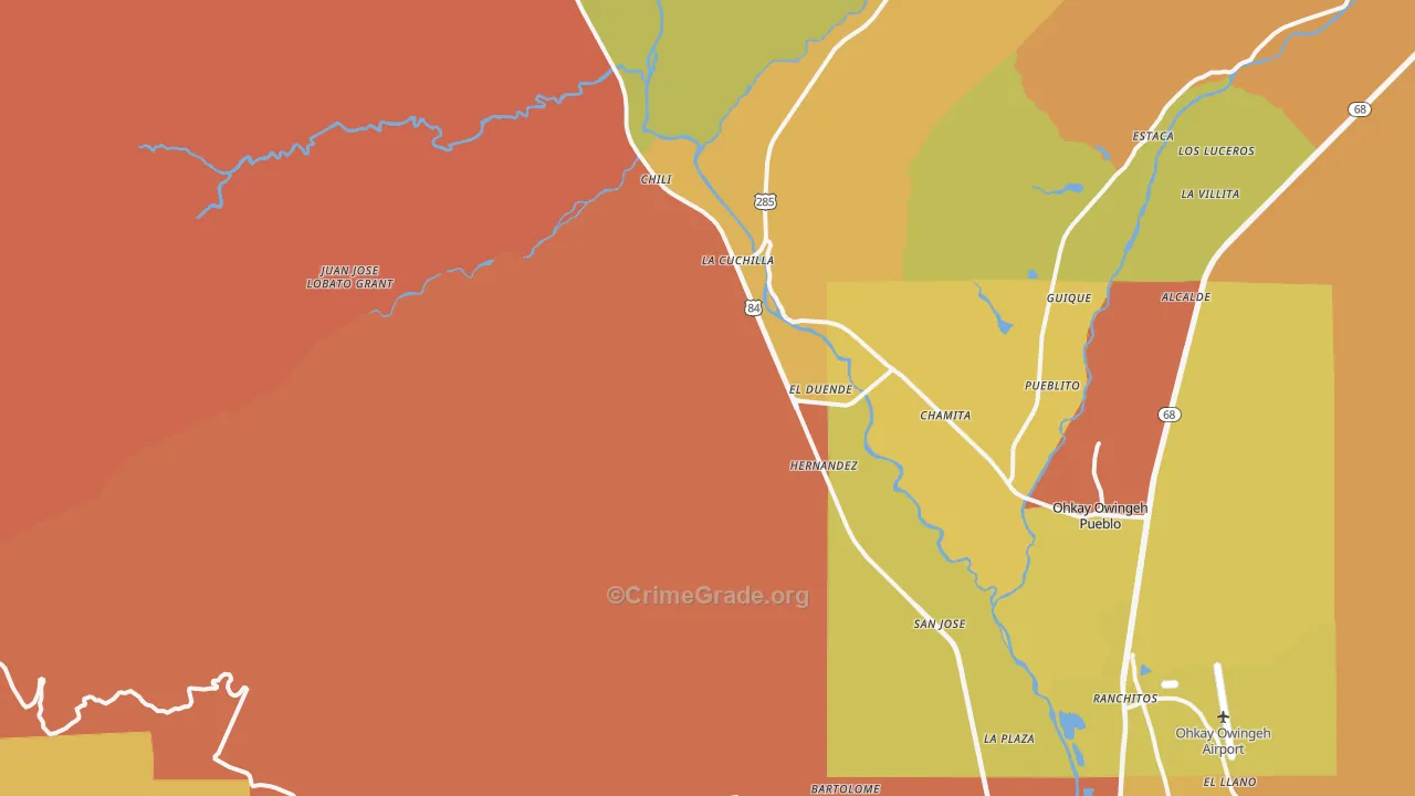 El Duende, NM Map of Murder Rates