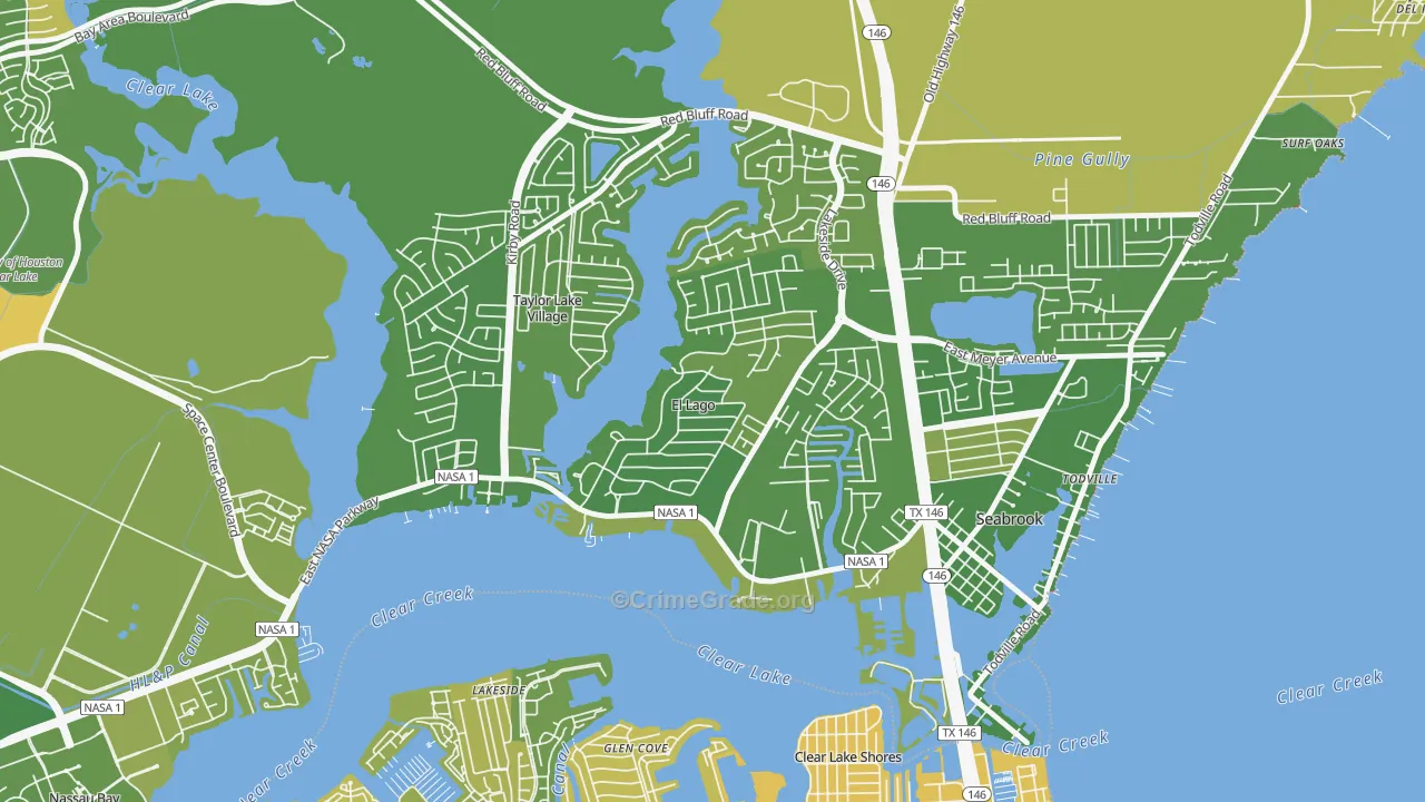 El Lago, TX Map of Murder Rates